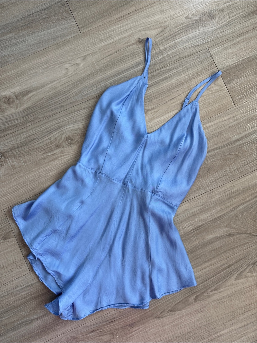 PINK VICTORIA’S SECRET Blue Satin Effect Romper, S